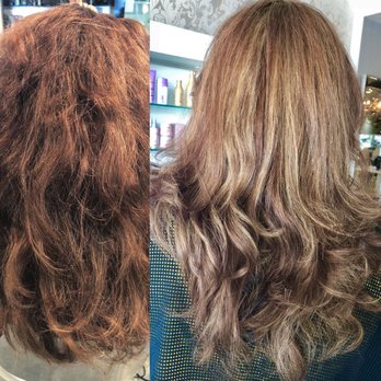 Dylan Keith Salon - Left is hair when I first came in, right is after first round of highlights! - Hair Salons Near Me - Burbank, California