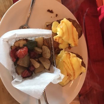 Untoasted - Chicken And Waffle Benedict with Breakfast potatoes - Breakfast & Brunch Near Me - Hallandale Beach, Florida Untoasted - Chicken And Waffle Benedict with Breakfast potatoes - Breakfast & Brunch Near Me - Hallandale Beach, Florida