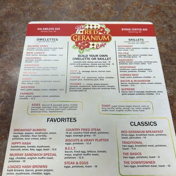 Red Geranium Cafe - Menu - June 2025 - Cafes Near Me - Wyoming, Michigan