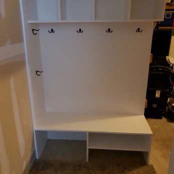 Jonny On The Spot - New garage cubby storage and bench after - Handyman Near Me Jonny On The Spot - New garage cubby storage and bench after - Handyman Near Me