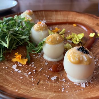 Aurora At The Celeste - Quail egg appetizer on happy hour menu - American Near Me - Orlando, Florida