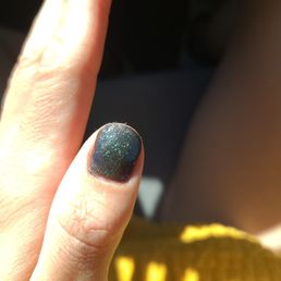 Fuzz stuck in manicure.