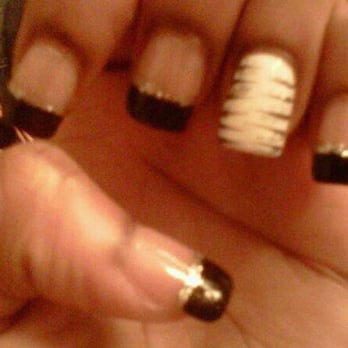 Karen Nail Salon Incorporated - French mani with black and zebra print on ring finger  $17-$23 - Nail Salons Near Me - Brooklyn, New York
