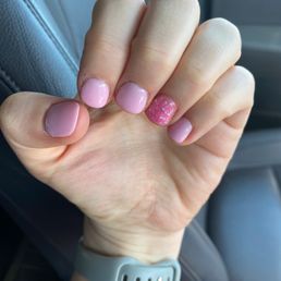 Dipped powder manicure with glitter party nail Dipped powder manicure with glitter party nail