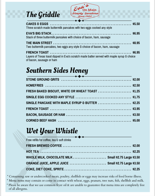Menu photo 6 Eva's On Main Summerville, SC