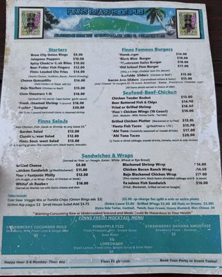 Menu photo 1 Finns Beachside Pub Flagler Beach, FL