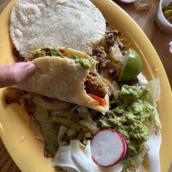 Pancho's Salsa Bar & Grill - Steak Fajitas- there is so much steak under the hand pressed tortillas. - Mexican Near Me - San Francisco, California