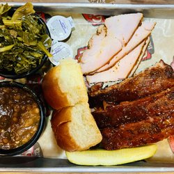 Big Bob Gibson Bar-B-Q - Smoked Turkey Breast Platter with a side of Ribs