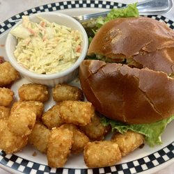 Park West Diner - Turkey Burger Deluxe with Cole Slaw & Tots