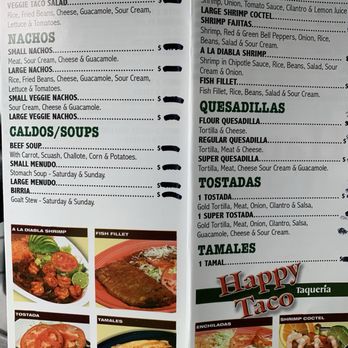 Happy Taco - Menu - Mexican Near Me - Half Moon Bay, California