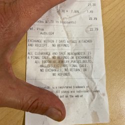 Plato's Closet - Exchange policy given to me at time of purchase