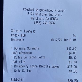 Poached Kitchen - The extras add to the overall price - Breakfast & Brunch Near Me - Whittier, California