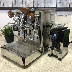 1st-line Equipment - Lelit Bianca Dual Boiler espresso machine paired with the Eureka Mignon Specialita coffee grinder.