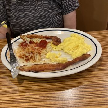 IHOP - French Toast combo of scrambled eggs hash browns with bacon - Breakfast & Brunch Near Me - Elkhart, Indiana