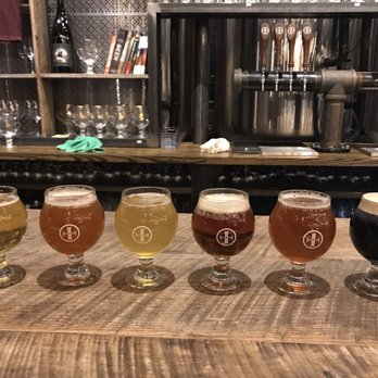 Lazarus Brewing - From left to right, going down the menu: Amandus, Double Predestination, First Noel, Nottingham, Shackleton EPB, Achilles - Breweries Near Me - Austin, Texas