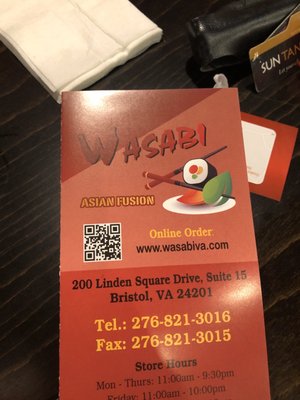 Menu photo 8 Wasabi Asian Fusion Bristol, VA Menu photo 8 Wasabi Asian Fusion Bristol, VA