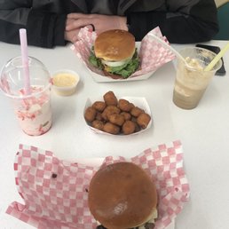 Burgers cheese curds milkshake root beer float