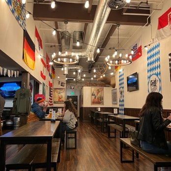 Prost Reno Biergarten - Interior dining area across from the bar - Beer Gardens Near Me - Reno, Nevada