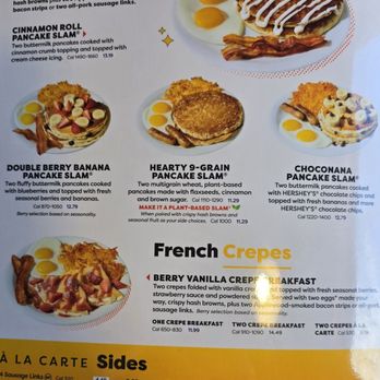 Denny's - Menu - pancake slams, crepes and sides - 5/31/25 - Diners Near Me - Ocoee, Florida