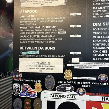 Ai Pono Cafe - Seafood Menu - Asian Fusion Near Me - Costa Mesa, California