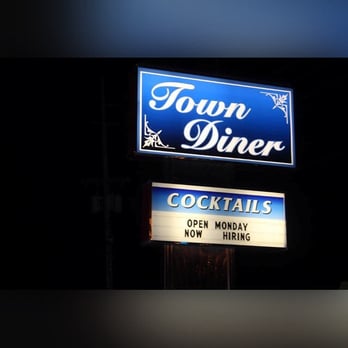 Town diner - Sign at night - Diners Near Me - East Windsor, New Jersey