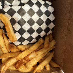 My lamb burger and fries. My lamb burger and fries.