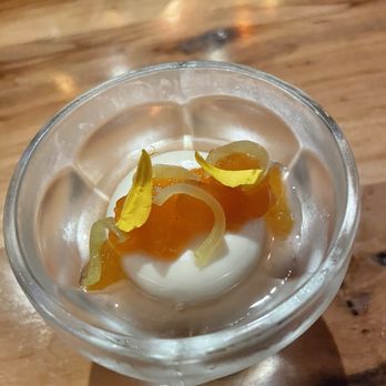 Barley Swine - The banana pepper panna cotta dessert - it's fun and light! - New American Near Me - Austin, Texas