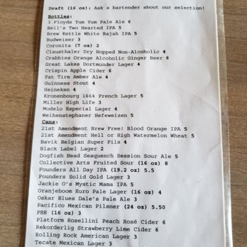 Mahall's - Drink menu - Bowling Near Me - Lakewood, Ohio