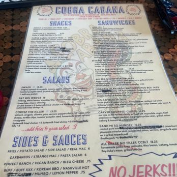 Cobra Cabana - menu - Bars Near Me - Richmond, Virginia