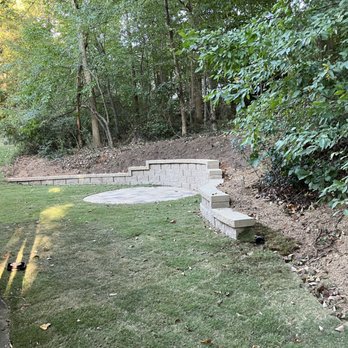 AmberView Landscaping - Other view of Retaining Wall and Paver Patio - Landscaping Near Me - Lawrenceville, Georgia