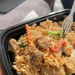 Amy's Thai food - Red pepper, green pepper, and mushroom were all not mentioned on the menu yet added to our orders.