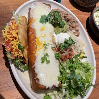 Blanco Cocina + Cantina - Chicken Tinga Chimichanga was Texas Sized! Added a crispy taco! - Tacos Near Me - Houston, Texas Blanco Cocina + Cantina - Chicken Tinga Chimichanga was Texas Sized! Added a crispy taco! - Tacos Near Me - Houston, Texas