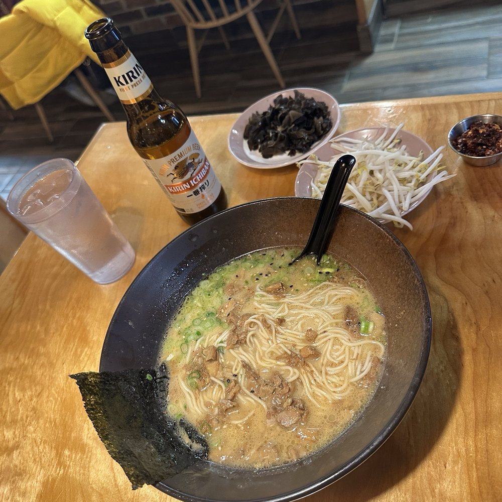 Flame Ramen - Build your own ramen with tonkotsu broth, ramen noodles, spice on the side, scallions, ear mushrooms, beansprouts and pork chashu. - Ramen Near Me - Memphis, Tennessee