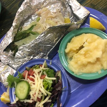 J. Anthony's Seafood Cafe - Baked fish wrapped and side of caldo yummy - Seafood Near Me - San Antonio, Texas