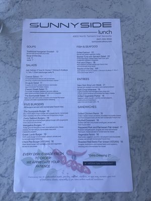 Menu photo 4 Sunnyside Cafe Sarasota, FL