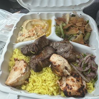 EZ Kebab Lebanese Grill  - 1/2 Chicken Kebab + 1/2 Rib-eye Kebab - Lebanese Near Me - Costa Mesa, California