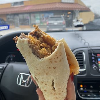 Severiana Sevi's Burritos - Burrito with chorizo, beans, eggs, & papas - Mexican Near Me - Wichita Falls, Texas