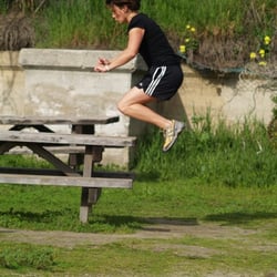 Valery Mattia Kickboxing And Fitness Instructor - Valery Mattia Jumping the Tables at SeaCliff Beach