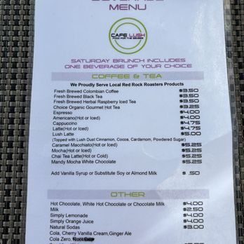 Cafe Lush - Beverage Menu - Cafes Near Me - Albuquerque, New Mexico