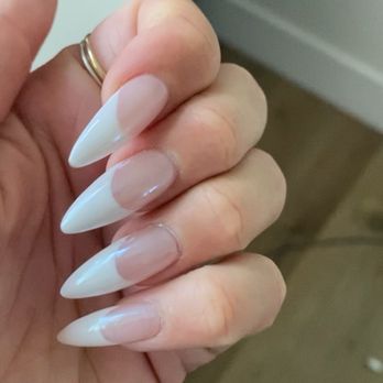 Emblush Beaute - Clean French manicure with chrome, medium almond gel x - Nail Salons Near Me - Pasadena, California