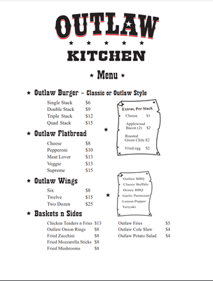 Menu photo 2 The Outlaw Bar & Grill Tucson, AZ Menu photo 2 The Outlaw Bar & Grill Tucson, AZ