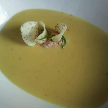 Ama Ama Restaurant - Kahuku corn chowder with bacon powder, lomi lomi salmon, and taro chips - New American Near Me - Kapolei, Hawaii