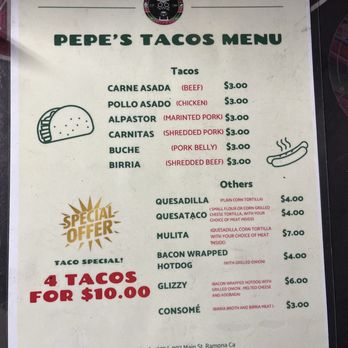 Pepes Tacos - Menu - Tacos Near Me - San Diego, California Pepes Tacos - Menu - Tacos Near Me - San Diego, California