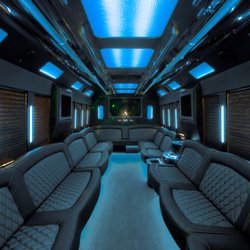 Top Notch Party Bus & Limousine - 40 Passenger Seating Finest Sound Wood Floors 4 Large HD TV's Bluetooth Stereo and Touchscreen Controls Full Bar and Ice Chest Laser Lights