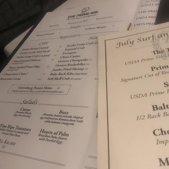 The Prime Rib - Menus - Steakhouses Near Me - Baltimore, Maryland