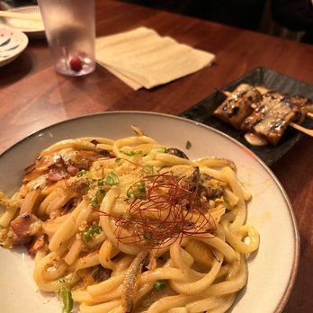 Chome - Udon Carbonara and Momo Duck Skewer - Izakaya Near Me - San Francisco, California