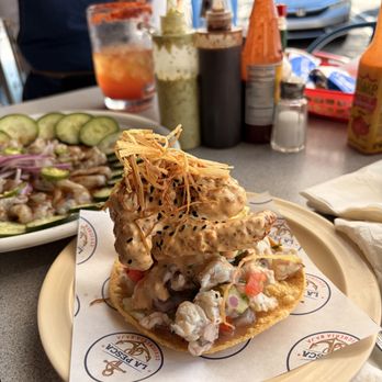 La Pesca Cevicheria Baja - Tostada En Las Rocas - SOOO tasty! - Mexican Near Me - Chula Vista, California