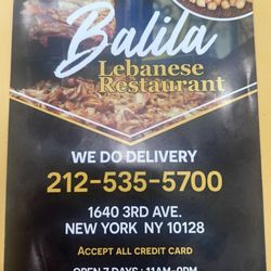Balila Lebanese Restaurant - Menu