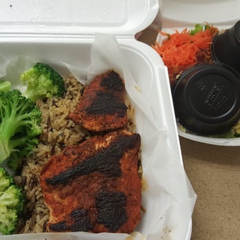 Black Bear Tavern - Blackened Salmon, wild rice, broccoli w/ side salad brightened up my niGht. - Sports Bars Near Me - Atlanta, Georgia