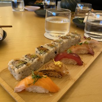Aya Sushi - Premium 5 Piece Chef's Choice + Spicy Hamachi Maki ($28) - Japanese Near Me - Bellaire, Texas